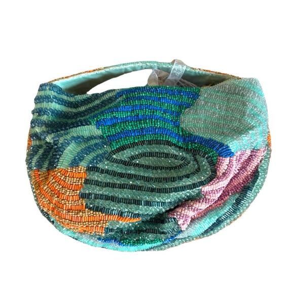 New Handcrafted in India Beaded Shoulder Bag Multicolor Purse - Picture 3 of 5